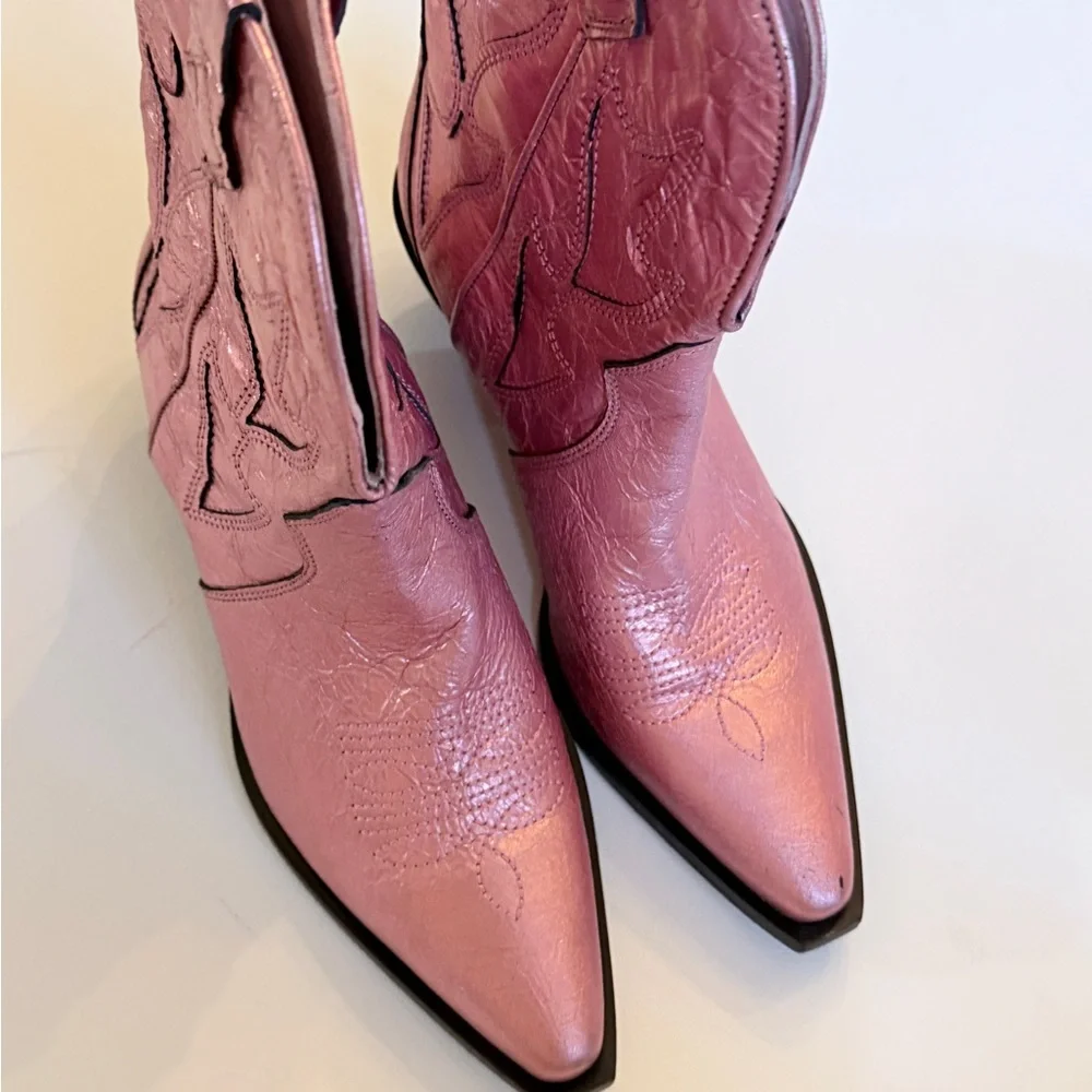 FREE PEOPLE WAY OUT WEST METALLIC WESTERN BOOTS SIZE 39/9 - Picture 4 of 12